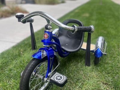Schwinn Roadster Tricycle - Like New, Classic Blue Steel Frame, Adjustable Seat, Bell