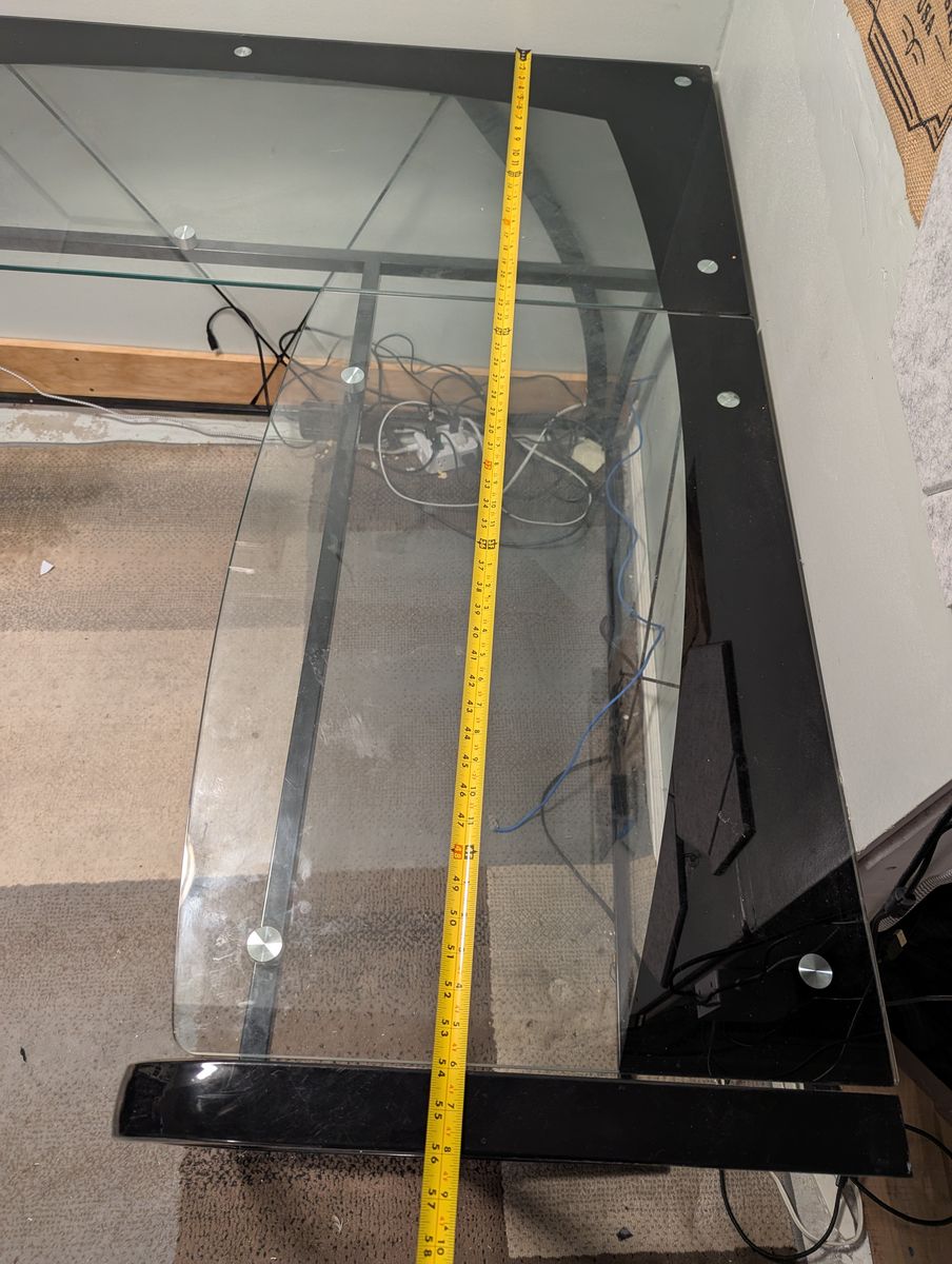 Glass top L-shaped office desk