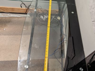 Glass top L-shaped office desk