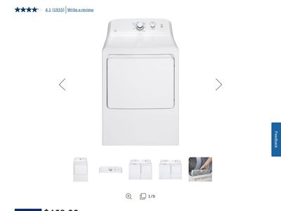 GE GTD33GASKWW 7.2 cu. ft. Capacity Aluminized Alloy Drum Gas Dryer - White