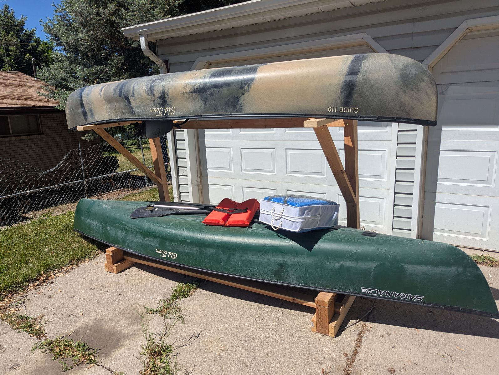 Canoes, canoe rack, separate prices, see details