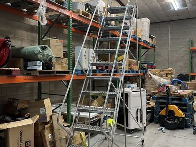 12 Step Aluminum Rolling Warehouse Ladder
