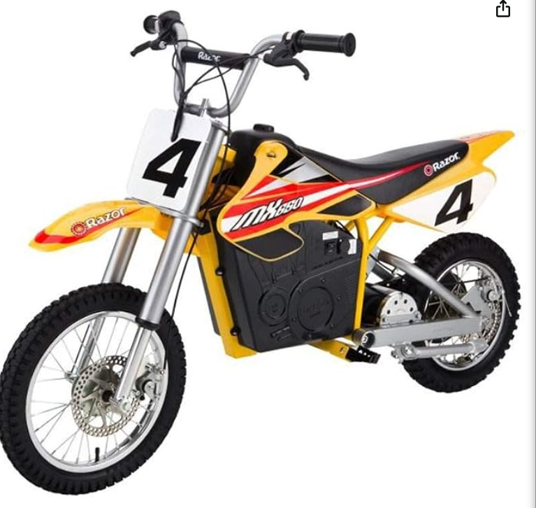 17 mph, Dual Suspension, Hand-Operated Dual Brakes, Twist Grip Throttle, Authentic Motocross Bike Geometry