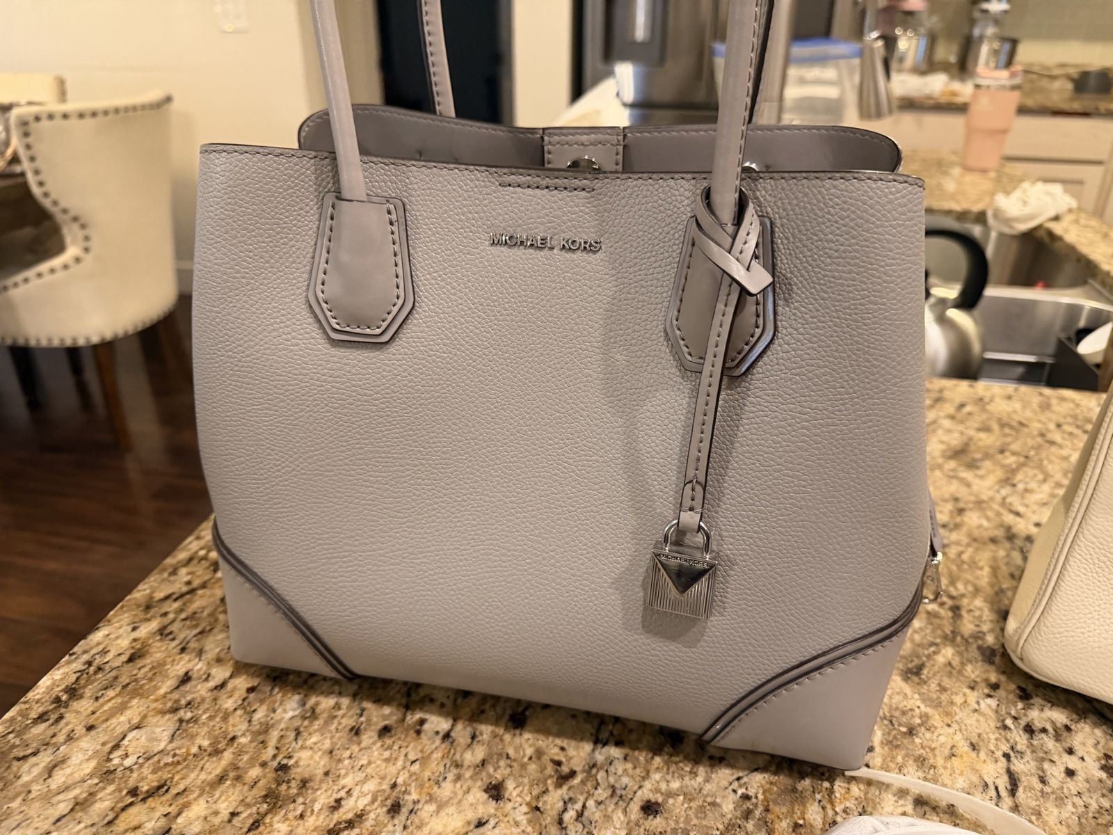 Michael Kors Mercer Pebble Leather Tote Bag Grey