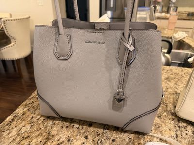 Michael Kors Mercer Pebble Leather Tote Bag Grey