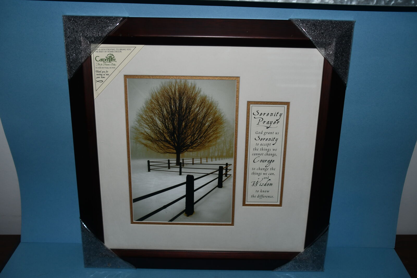 "SERENITY PRAYER" PICTURE ~ 17" x 17" FRAMED ~ SERENITY, COURAGE, WISDOM