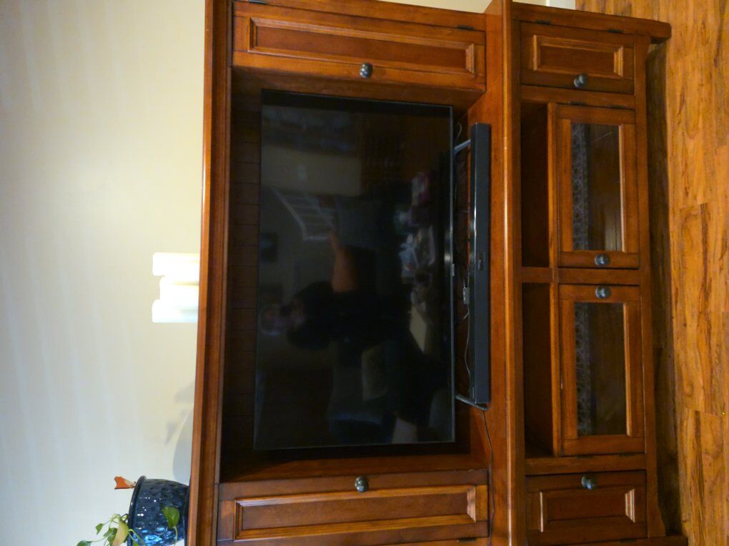 Solid wood TV entertainment center