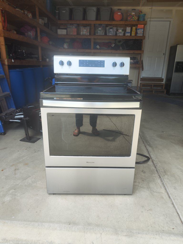Whirlpool Electric Range Stove - Stainless Steel, Black Top