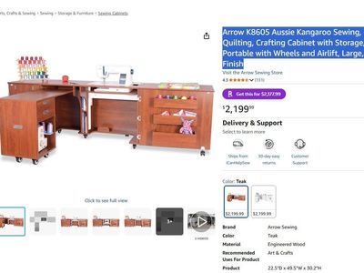 Arrow K8605 Aussie Kangaroo Sewing & Craft Cabinet Teak Finish New. This is brand new in box