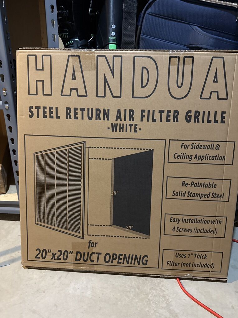 Steel Return Air Filter With Grill - White