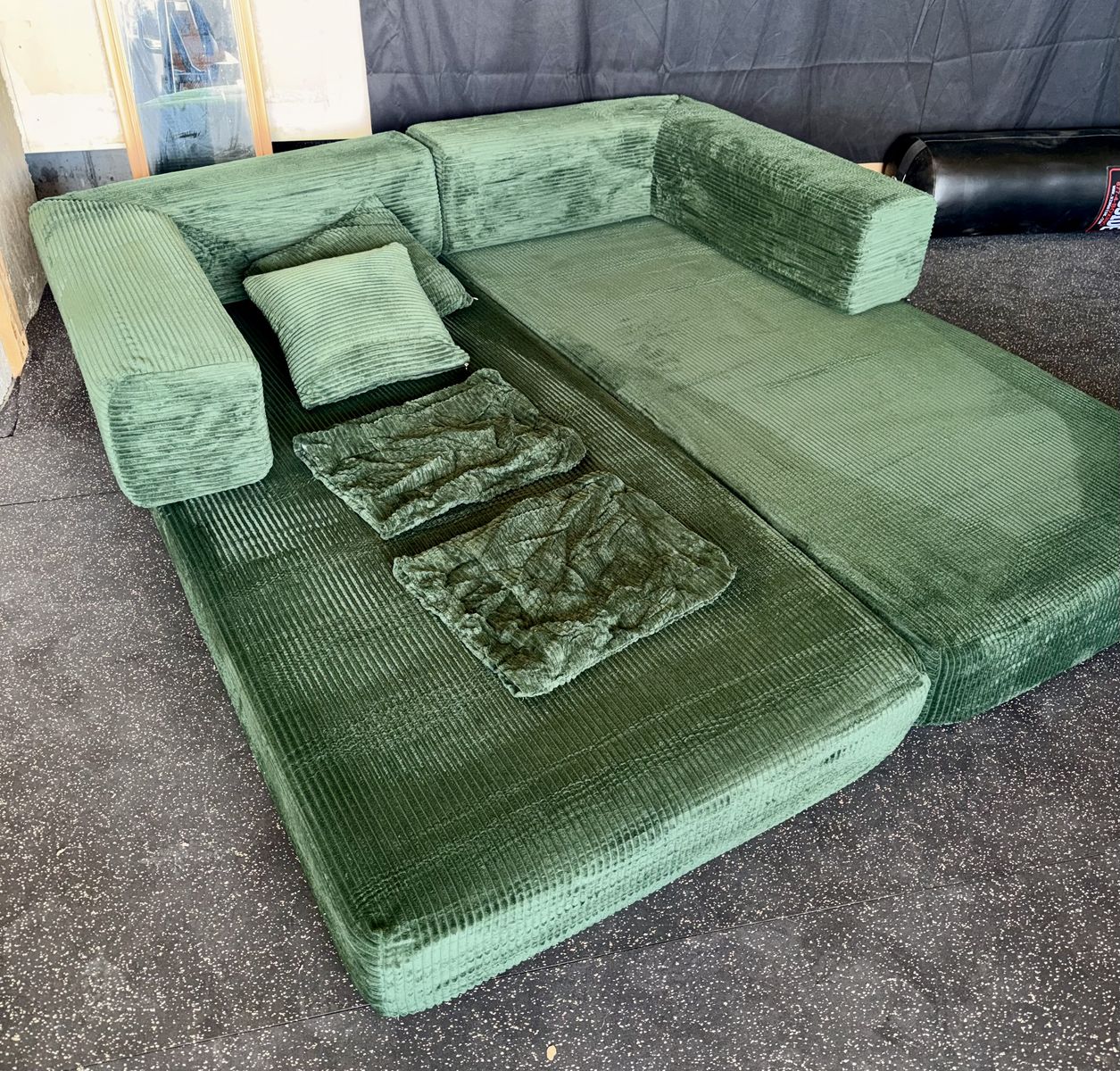 NEW Awesome Green Convertible Couch / Sofa Bed Couch / Floor Bed / Camping / Truck Bed etc