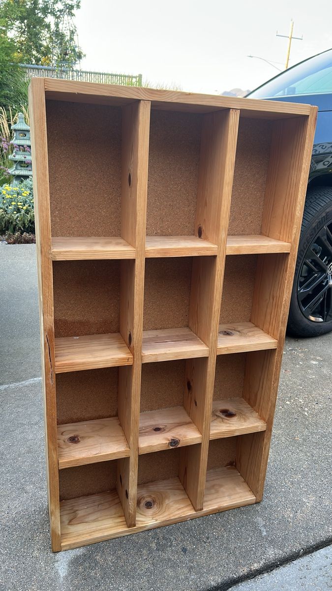 Vintage Heavy Wood Cubby Bookshelf