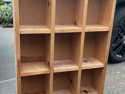 Vintage Heavy Wood Cubby Bookshelf