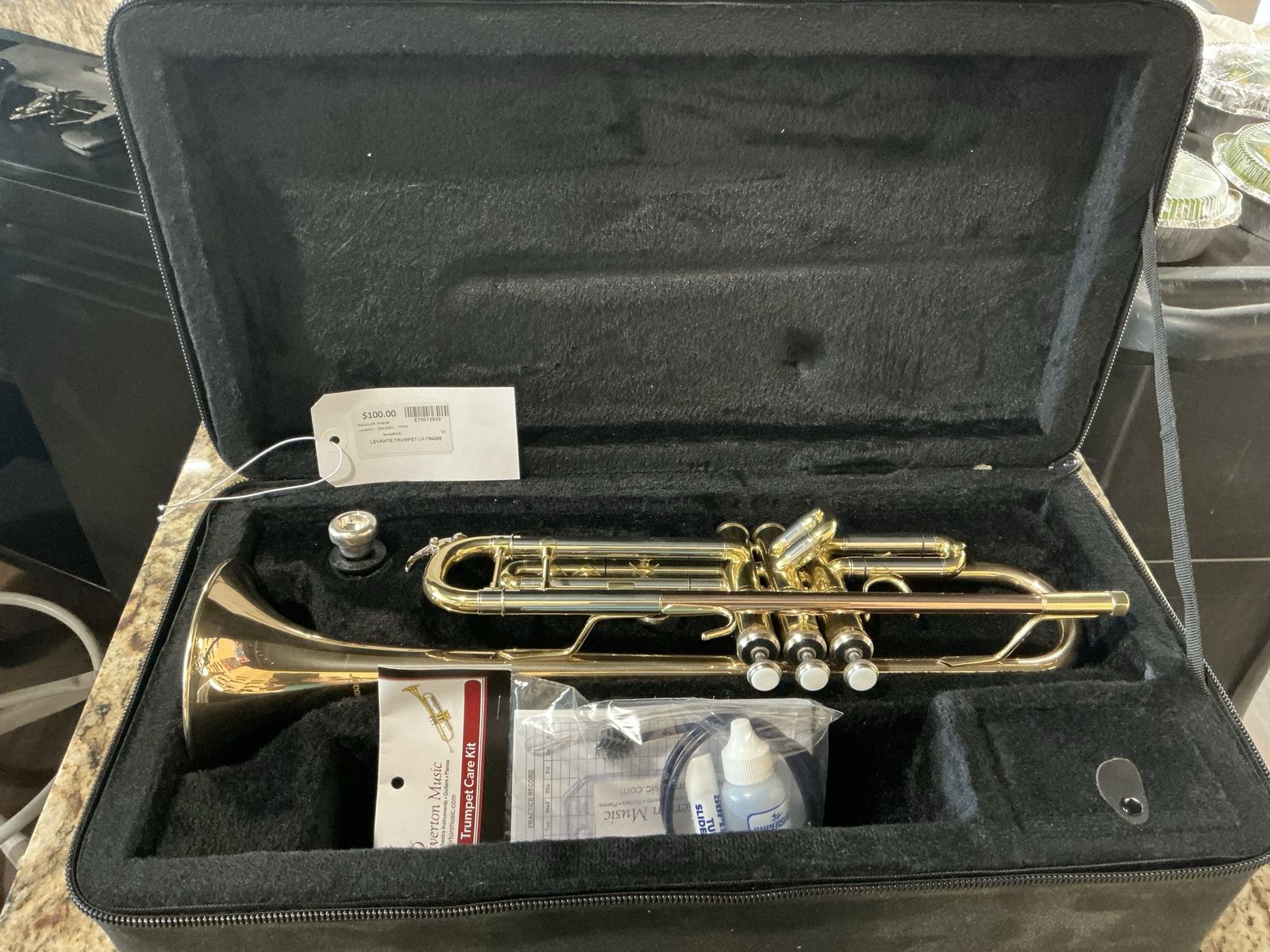 Levante LV-TR4301 Series Bb Trumpet - Gold Lacquer Finish with Case & Care Kit E75012939