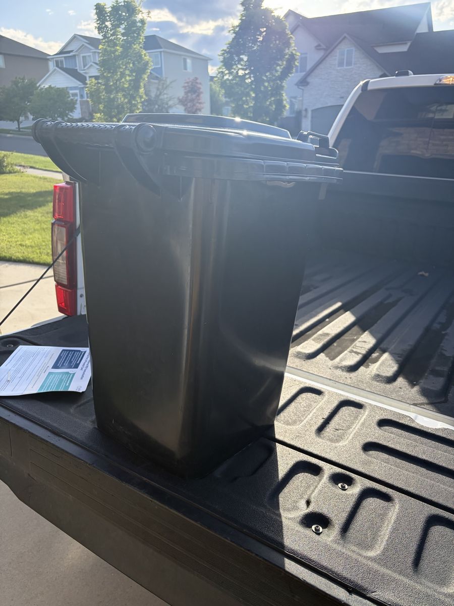 13-Gallon Black Garbage Can with Hinged Lid