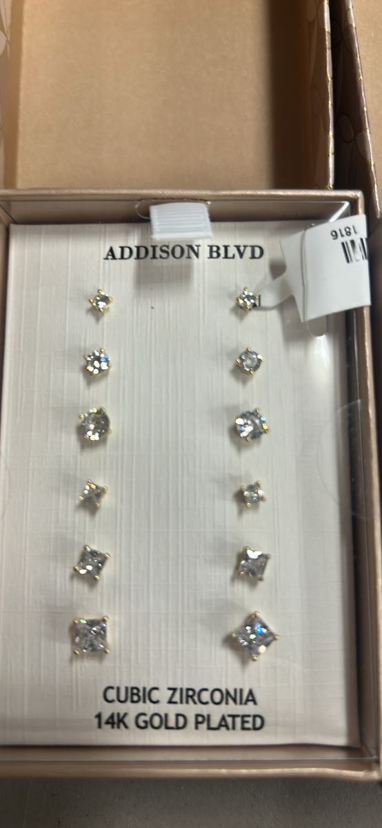 Addison Blvd 14K Gold Plated Cubic Zirconia Stud Earring Sets