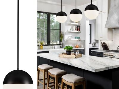 10in Globe Pendant Light Black, Large, Glass