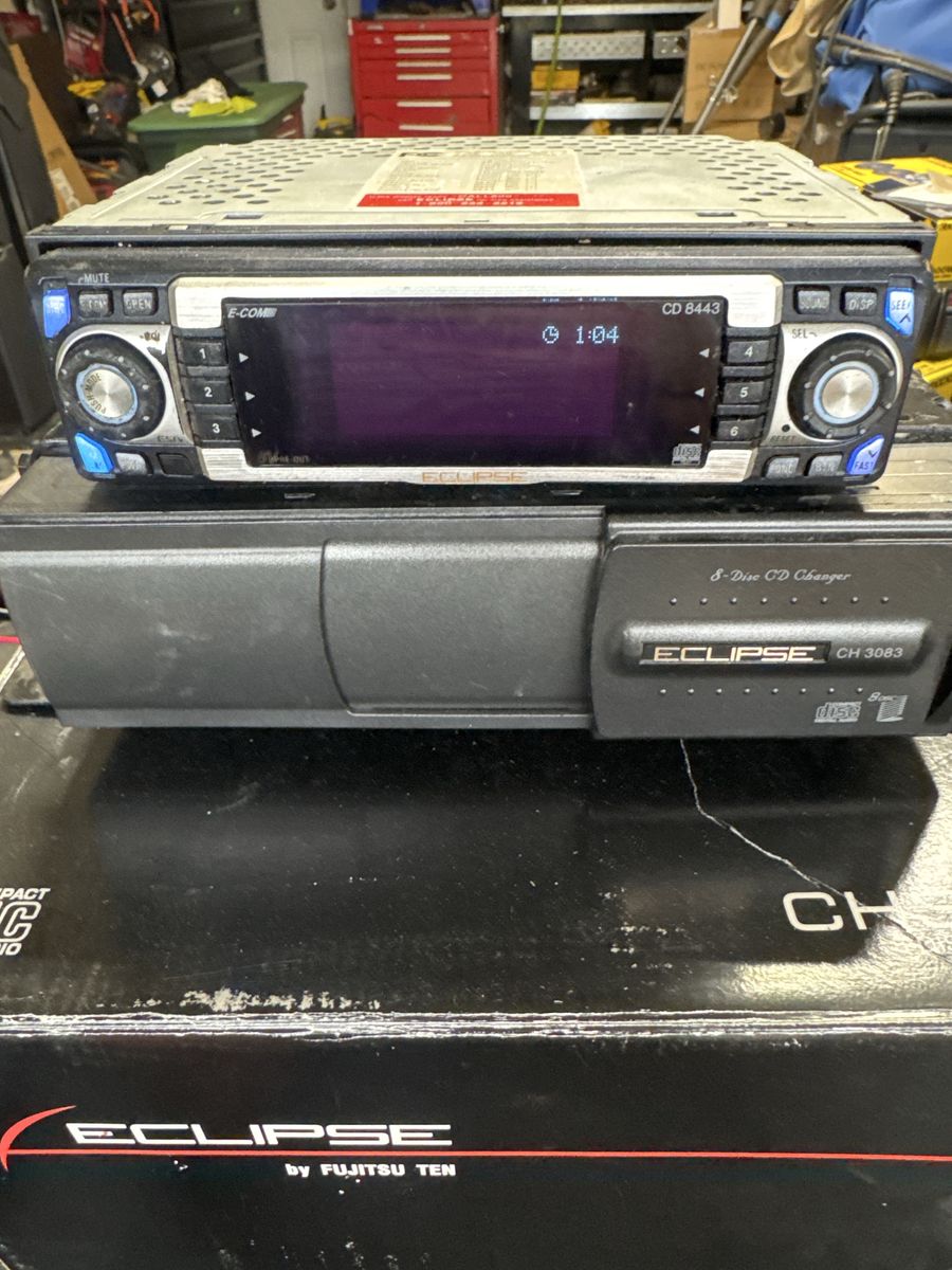 Eclipse by Fujitsu Ten CD8443  Vintage Single Din Car Stereo with CH3083 8 Disc CD Changer. 