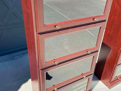 Laminate mahogany 4-tier barrister bookcase