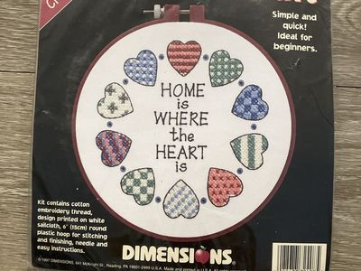 DIMENSIONS Learn A Craft 72408 Home and Heart Stamped Cross Stitch Kit, 6" Hoop, New Sealed