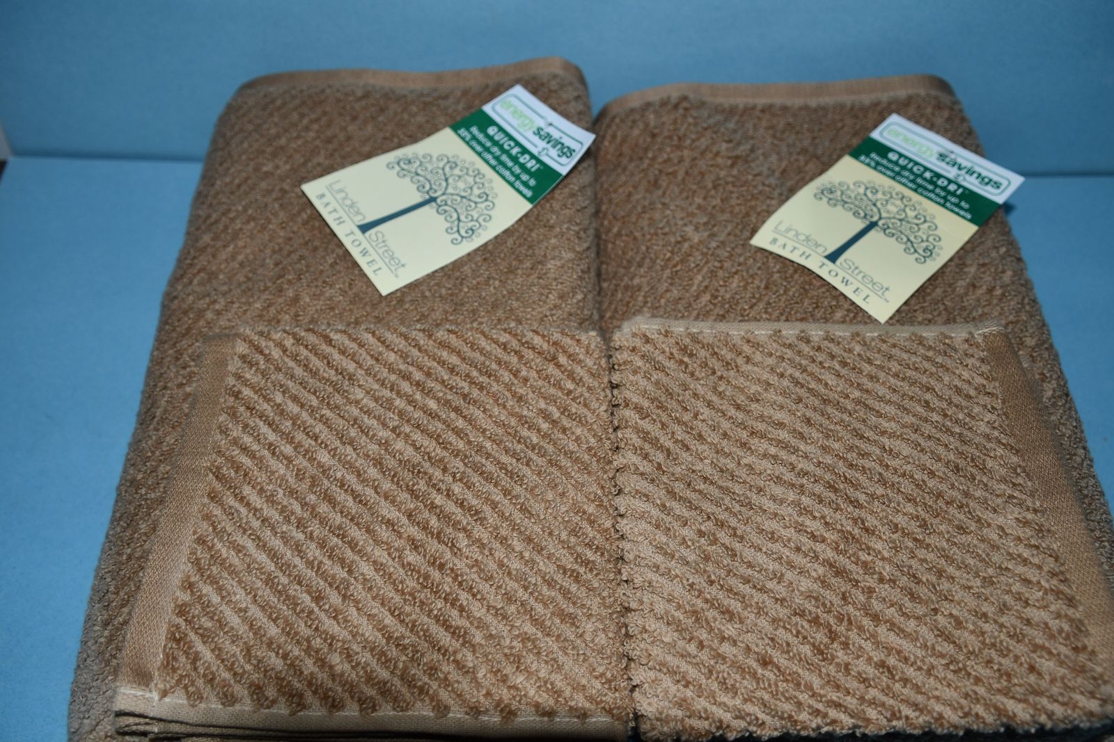 2 NEW BATH TOWELS & 2 NEW WASHCLOTHS ~ TOFFEE ~ BATH 30" x 54" ~ 100% COTTON ~ QUICK DRY ~ QUALITY!