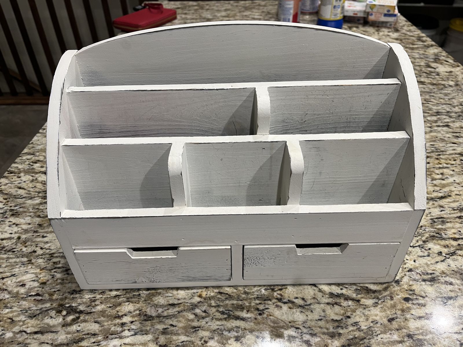 White Distressed Counter Organizer