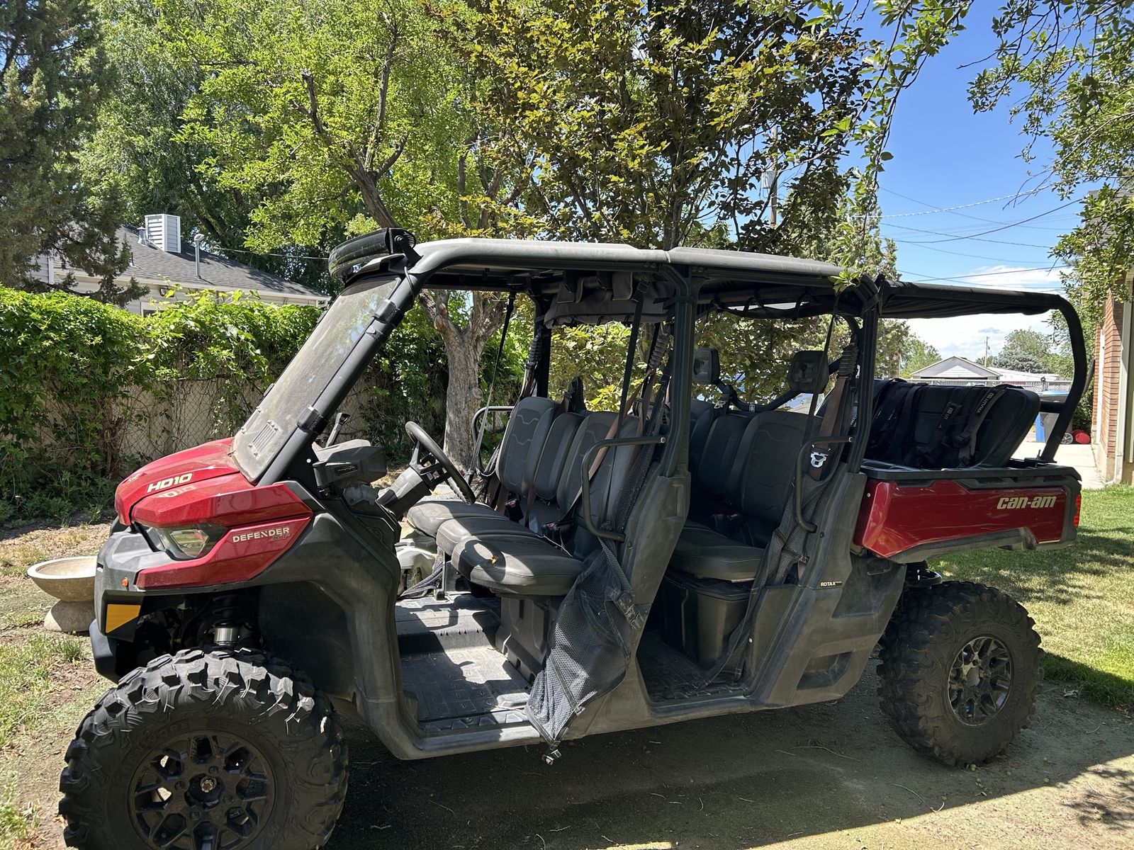 Can-Am Defender MAX  6-Seater UTV Side-by-Side - Red with Full Windshield
