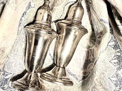 Antique silver salt and pepper shakers, #silver, #antique, #vintage,