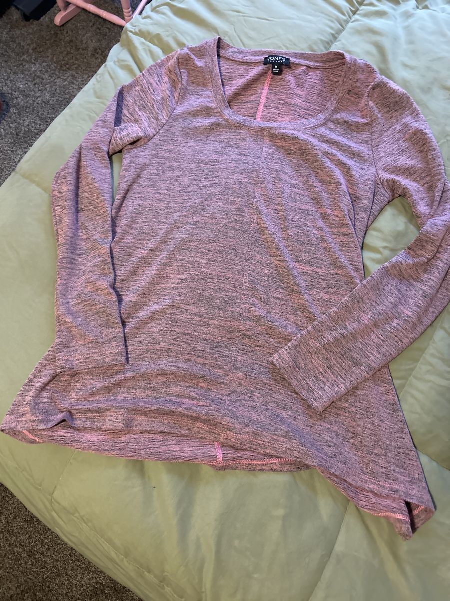 Pink/Gray Heather Long Sleeve Shirt-Medium