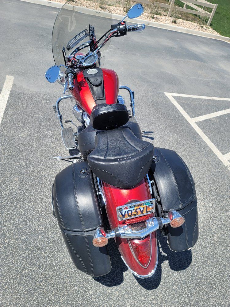 Yamaha V-Star 1300 Tourer (2007) Red with Saddlebags, Windshield, Passenger Backrest