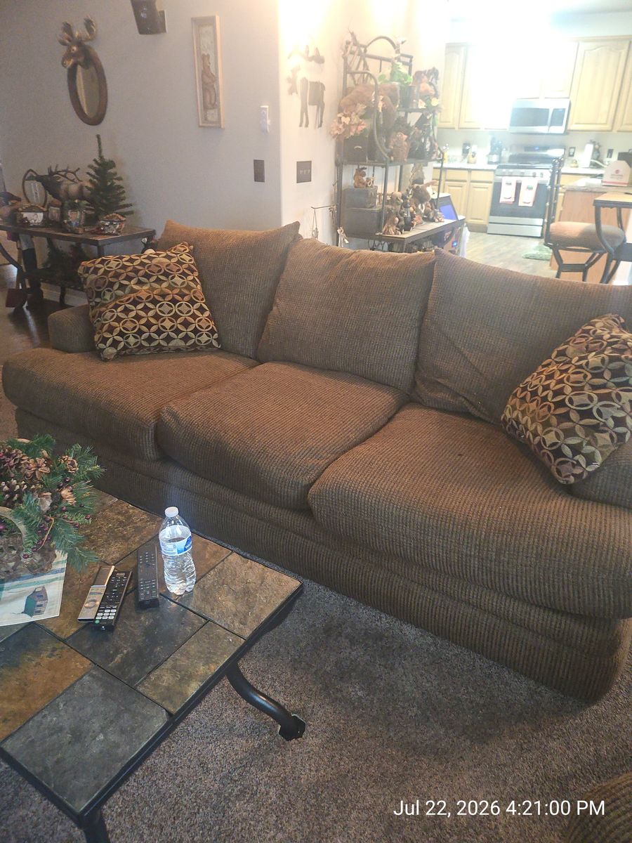Large Oversized couch, Love seat and Big chair with Ottoman; all have down filled pillows