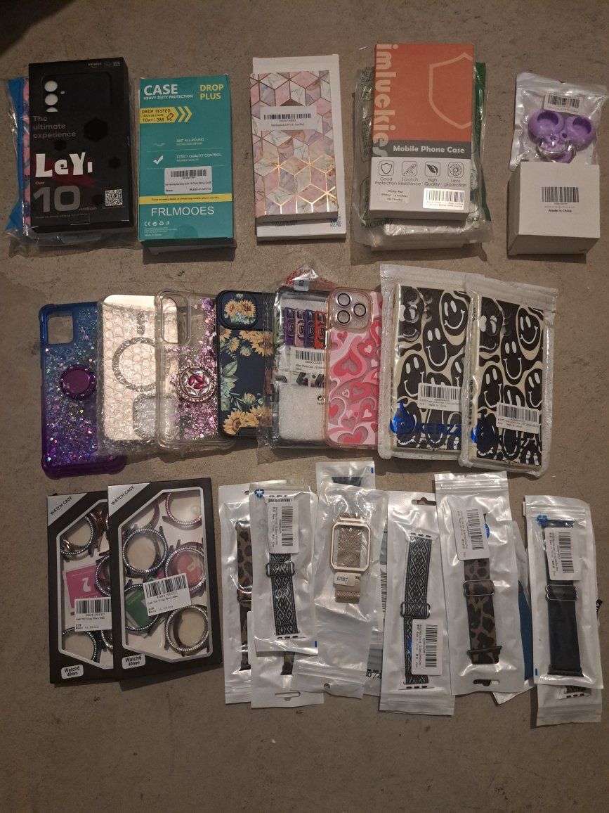 Assorted Phone Cases and Smart Watch Bands Lot