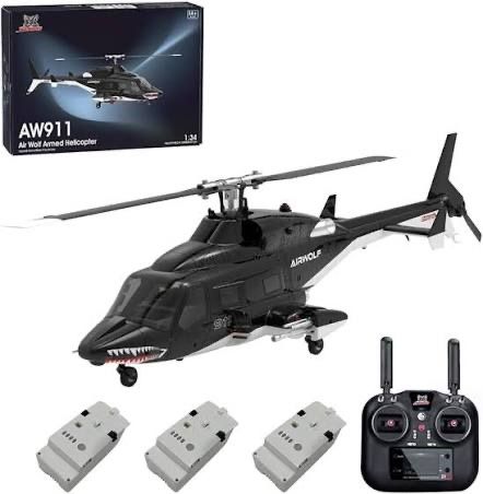 Like New Airwolf AW911 GPS RC helicopter.