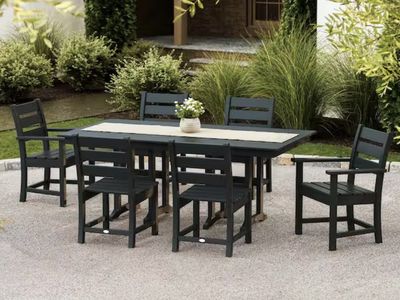 POLYWOOD Black 7 PC Outdoor Patio Dining Set