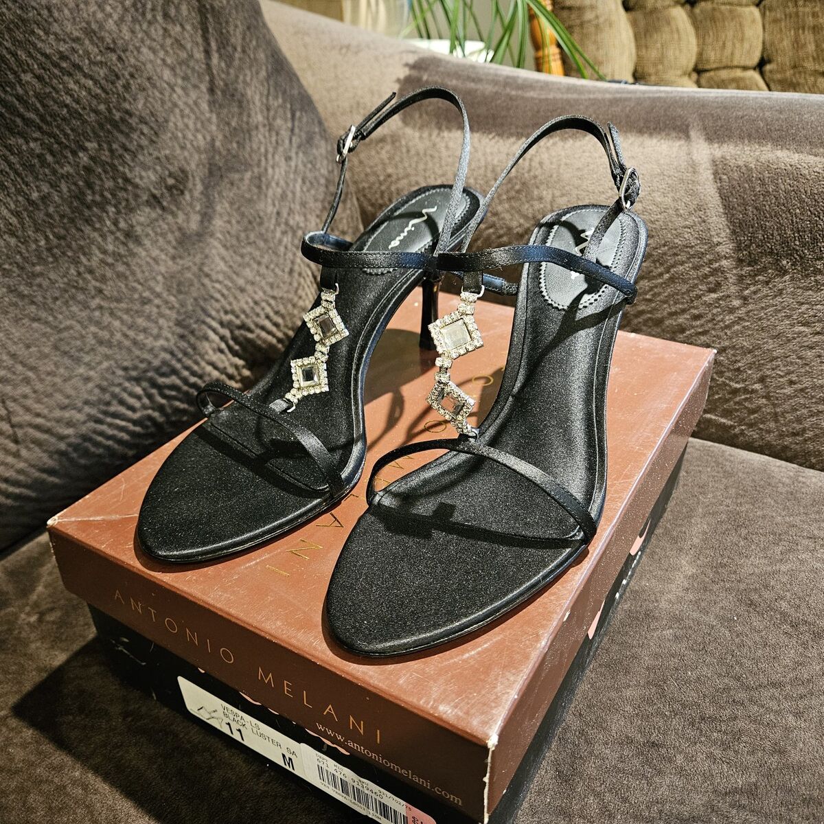 Black Rinestone Luster heels Size 11 dress heels