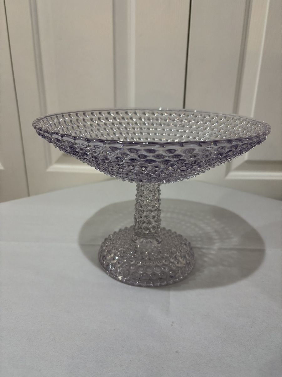 Georgous!!! Hobnail Glass Compote Dish - Lavender Pedestal Bowl