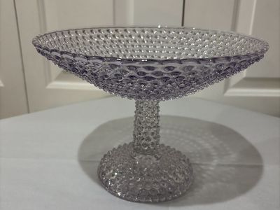 Georgous!!! Hobnail Glass Compote Dish - Lavender Pedestal Bowl