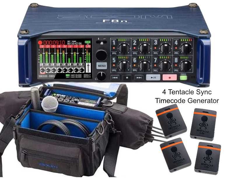 Zoom F8n Professional audio recorder with 4 x Tentacle video camera time code devices