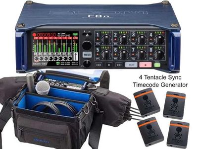 Zoom F8n Professional audio recorder with 4 x Tentacle video camera time code devices