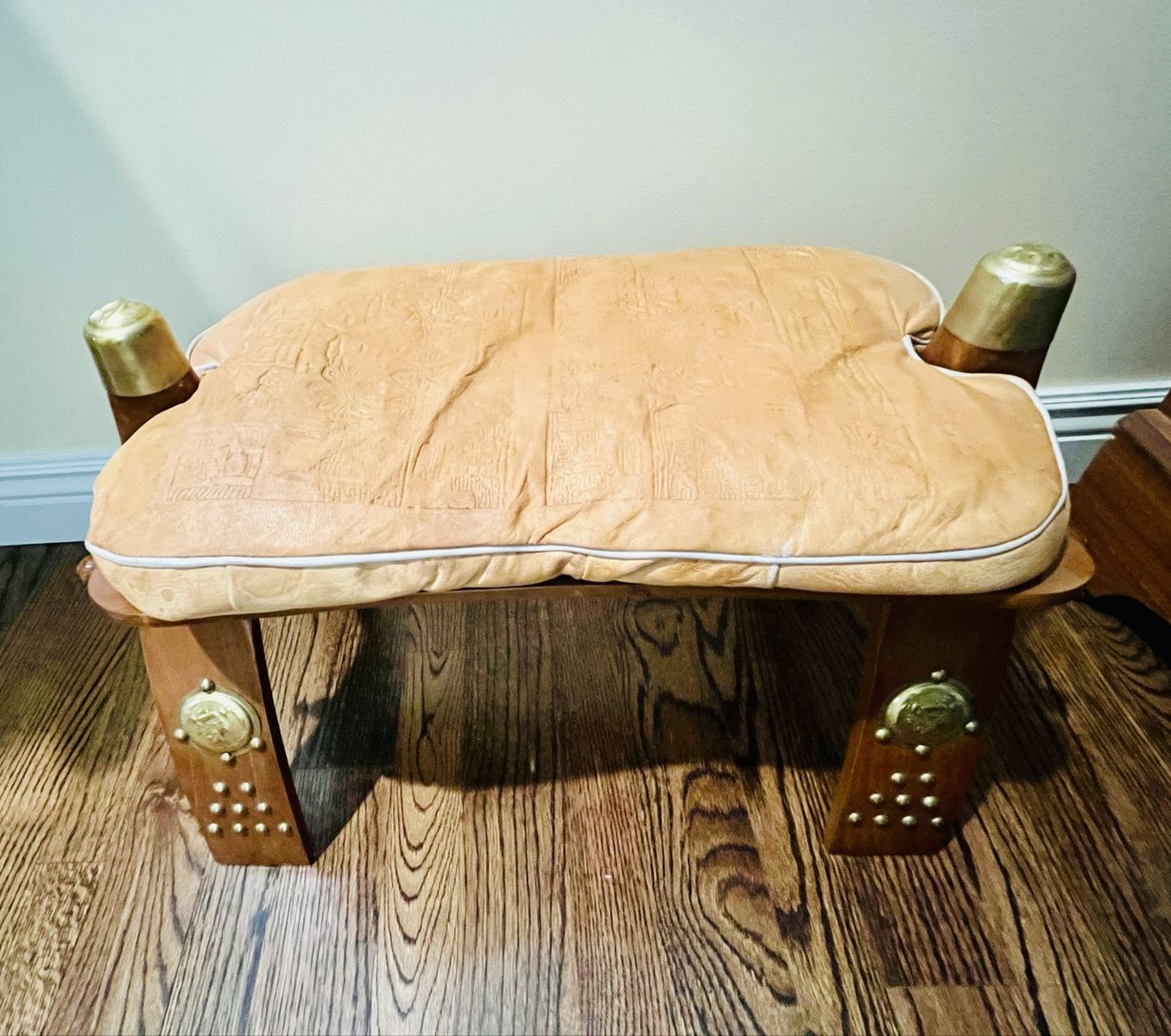 VINTAGE EGYPTIAN CAMEL SADDLE TOOLED LEATHER