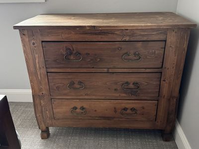 Rustic Solid Wood hand crafted Mexican 3-Drawer Dresser Chest with Antique-Style Hardware