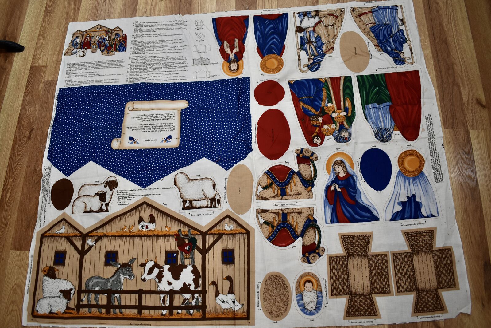 Beautiful Christmas Fabric Panel For Making A Fun Fabric Nativity - Fun For Children To Play With When All Done.