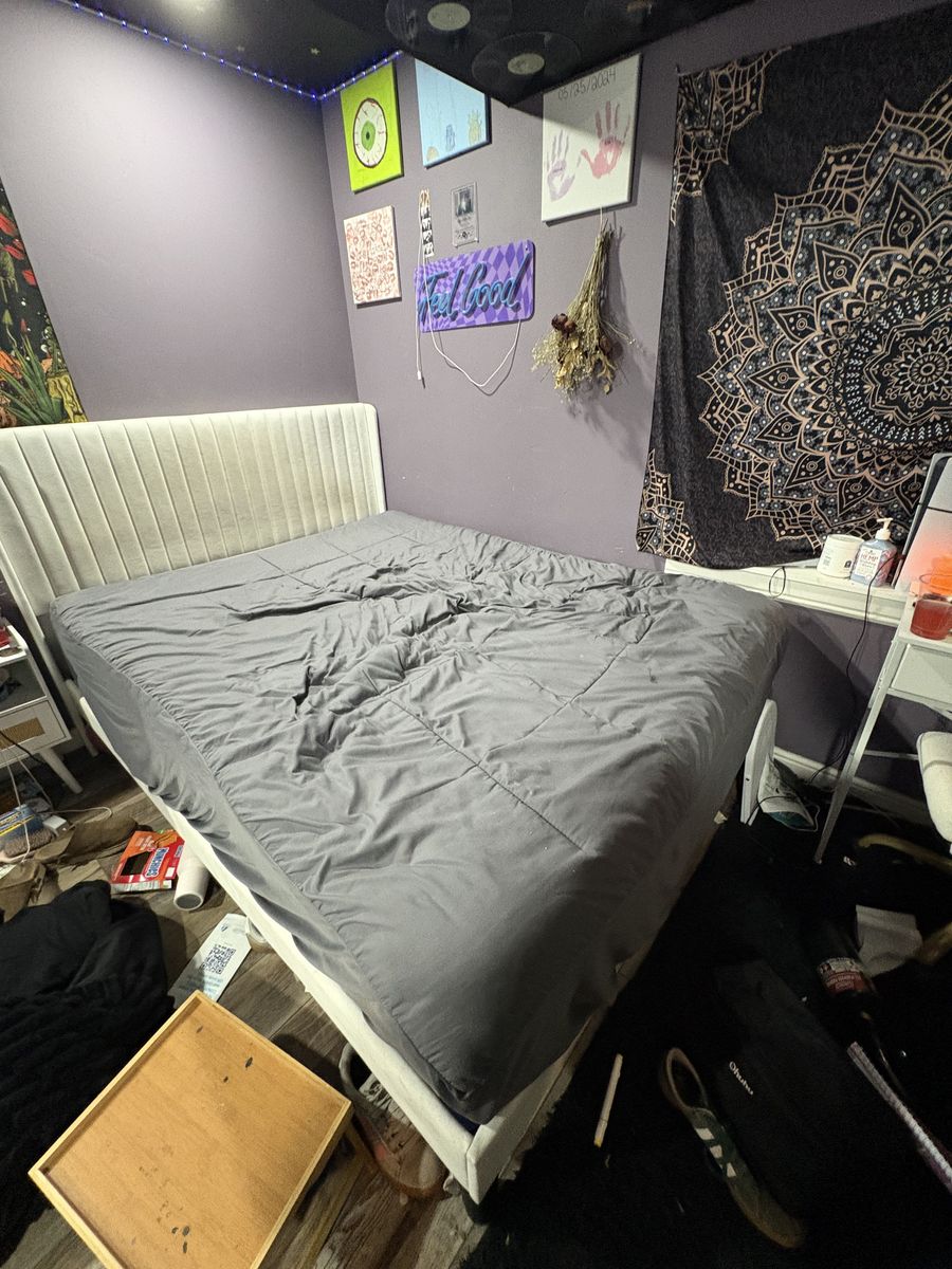 Queen sized mattress and bed frame