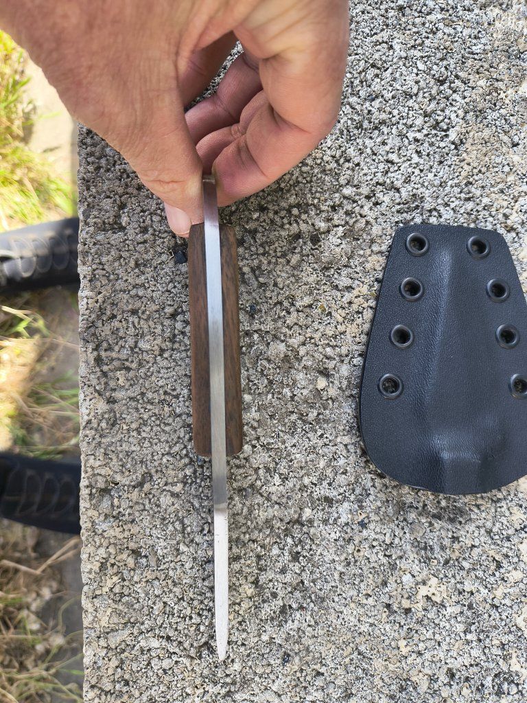 handmade ring knife with wood handles
