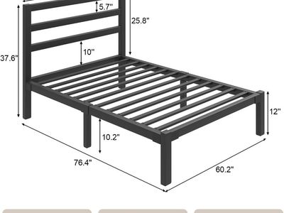 Twin-sized Black metal bed frame