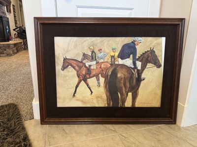 Henry Koehler Framed Jockeys and Horses Equestrian Art Print Large