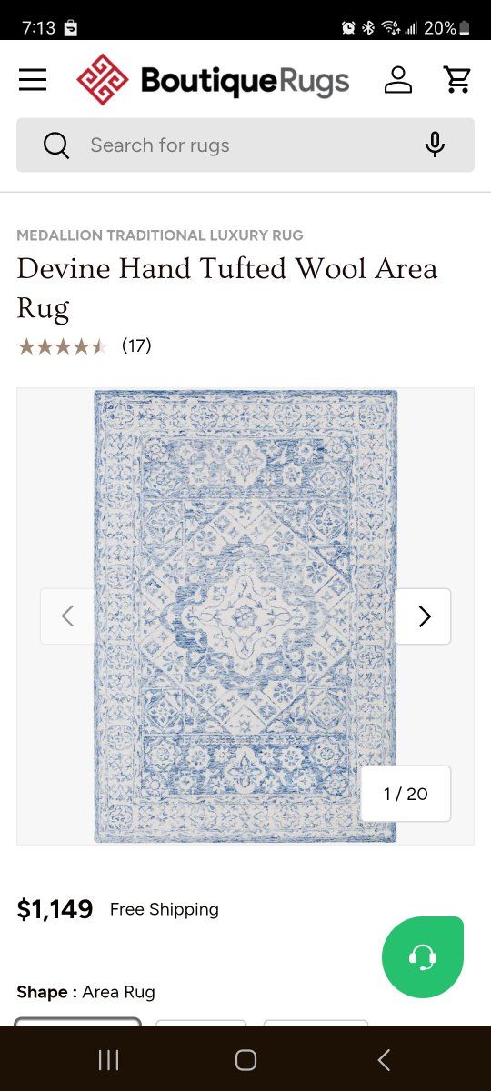 Devine hand tufted wool area rug 6x9