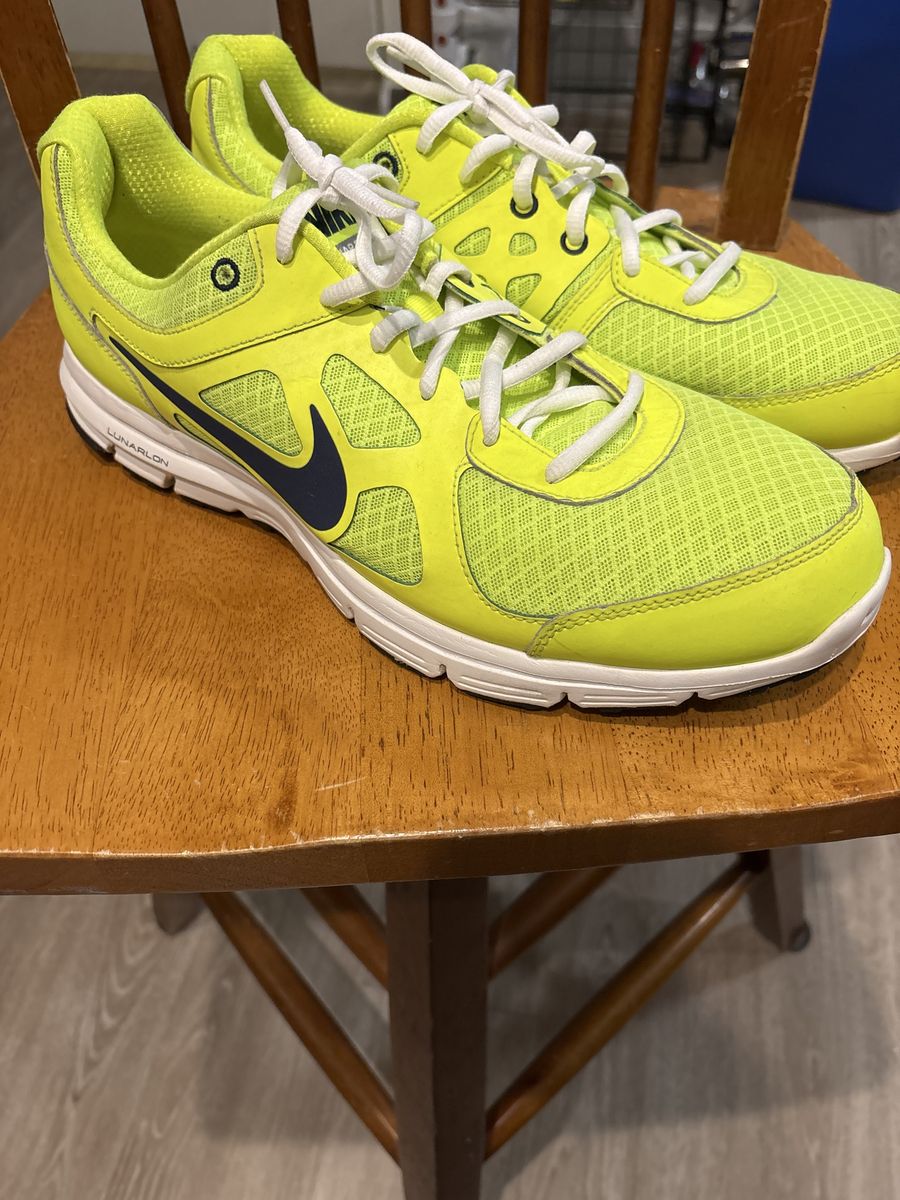 Nike LunarLon Running Shoes - Neon Yellow with Black Swoosh - Men's Size 13