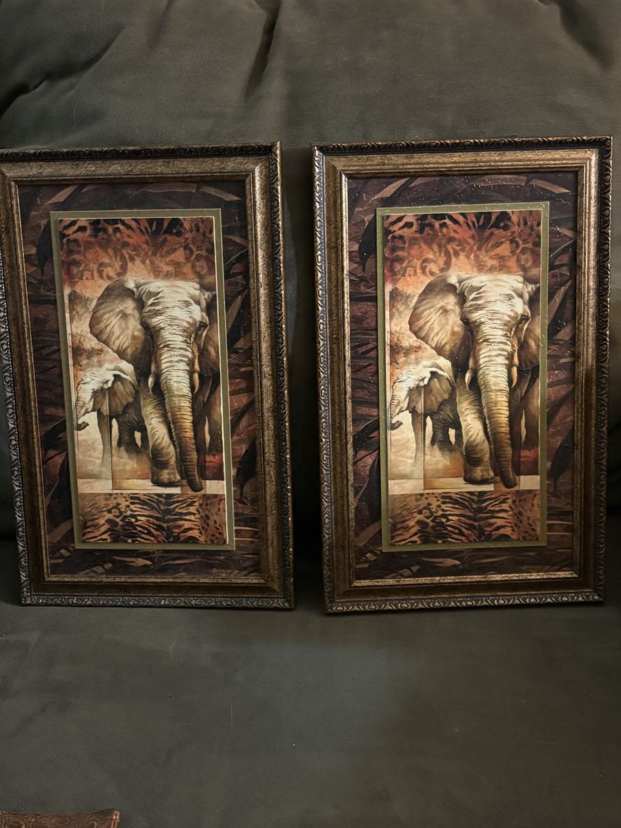2 Elephant Pictures In Frames