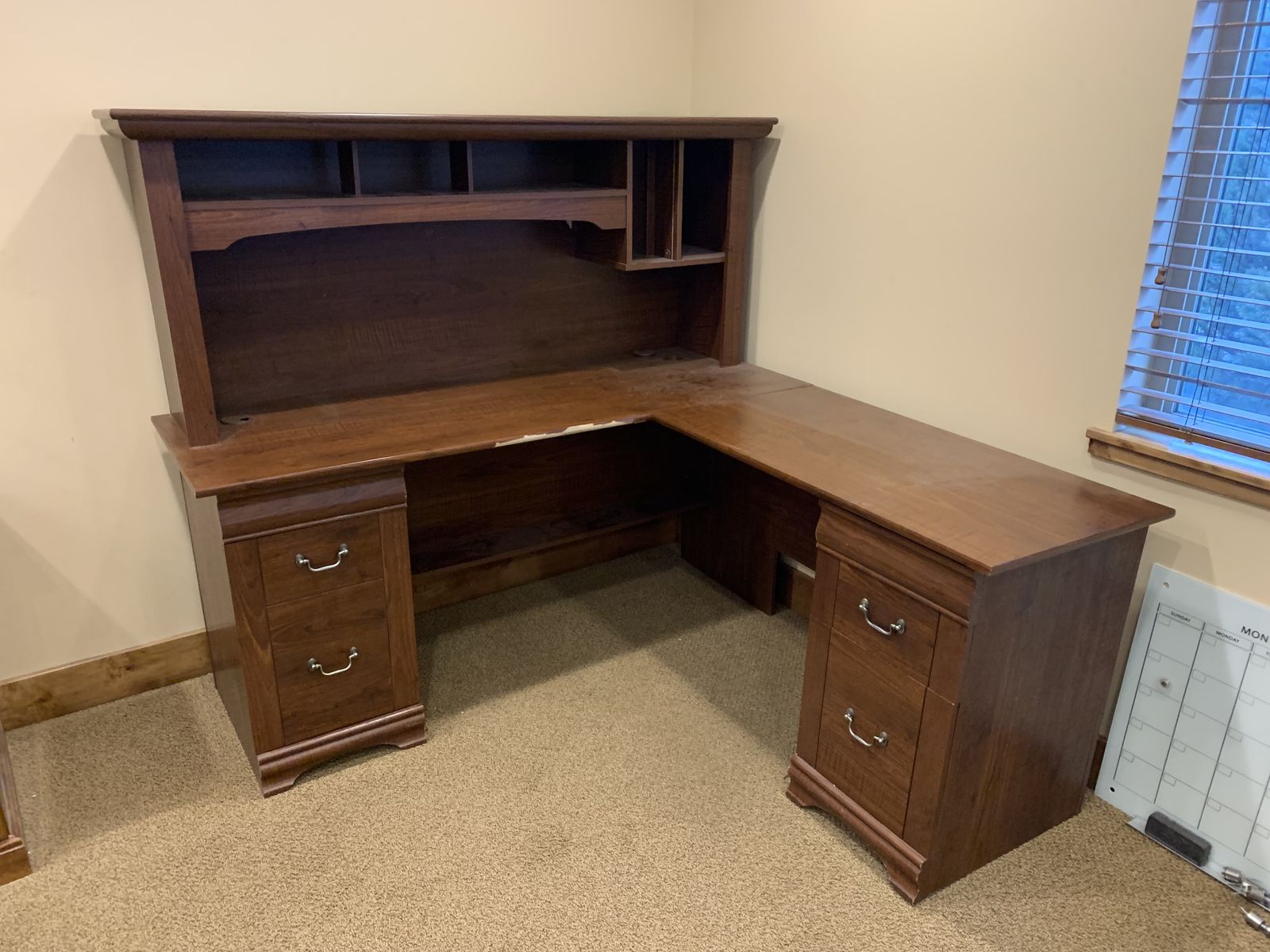 Wood Desk with Hutch